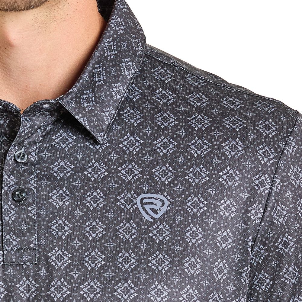 Rock &amp; Roll Denim Men&#39;s Medallion Black Printed Polo – BM51T07280