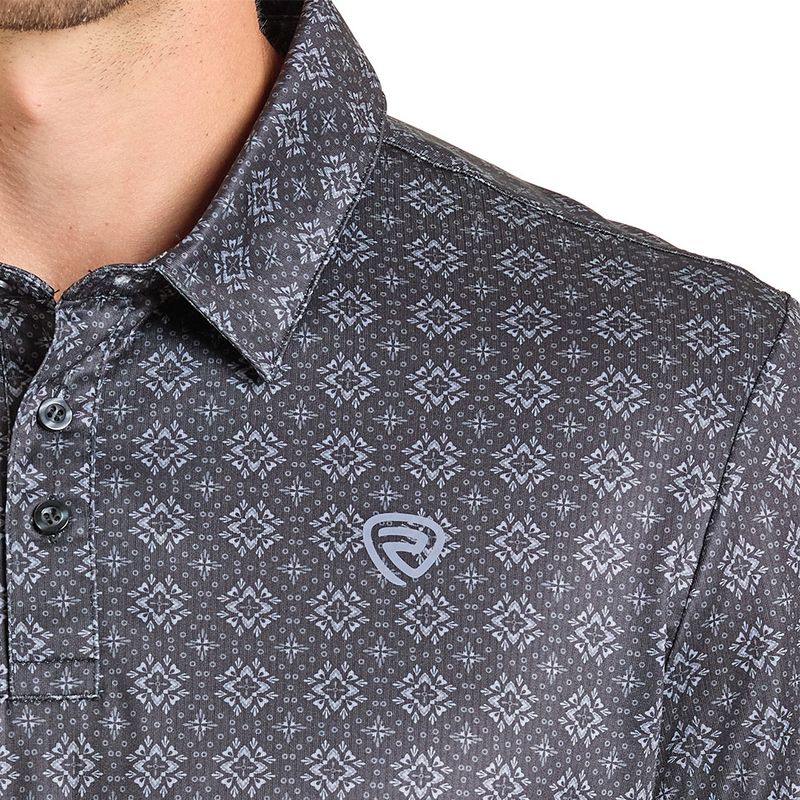 Rock &amp; Roll Denim Men&#39;s Medallion Black Printed Polo – BM51T07280