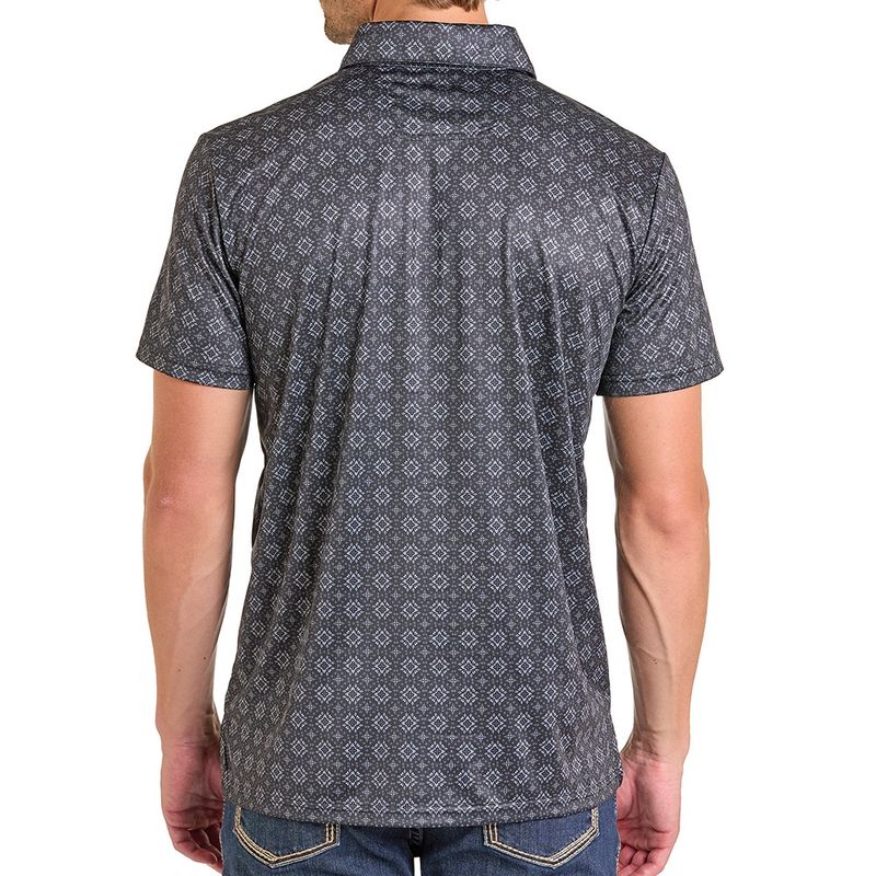 Rock &amp; Roll Denim Men's Medallion Black Printed Polo – BM51T07280