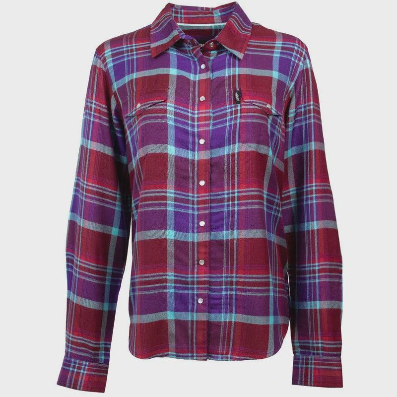 Hooey Ladies Flannel Purple/Red Shirt – HF1001PLRD