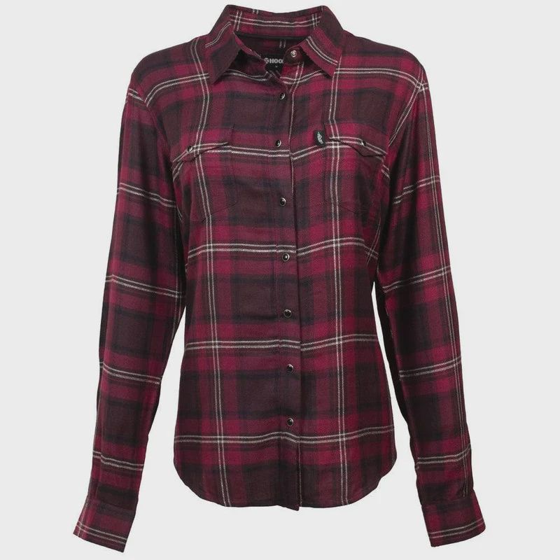 Hooey Ladies Flannel Maroon/Black Shirt – HF1001MABK