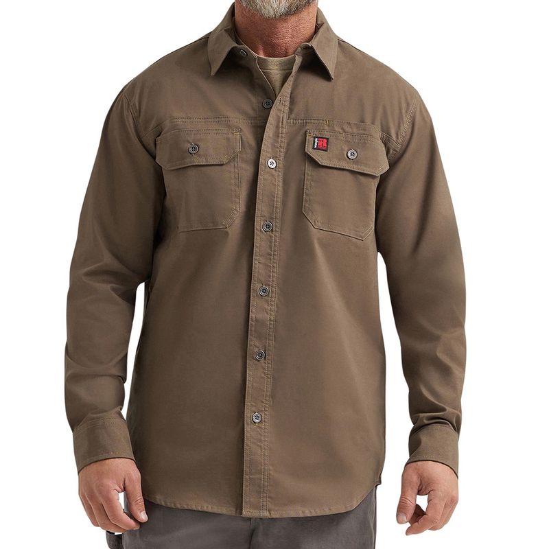 Wrangler RIGGS Men&#39;s Workwear Ground Cloth Work Shirt – Chocolate Chip (112367215)