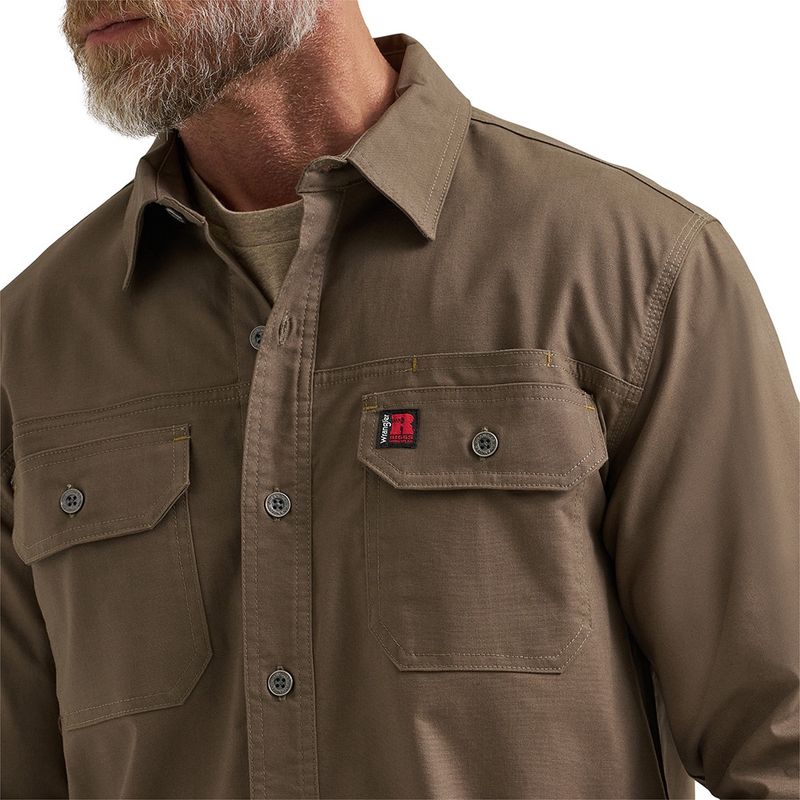 Wrangler RIGGS Men's Workwear Ground Cloth Work Shirt – Chocolate Chip (112367215)