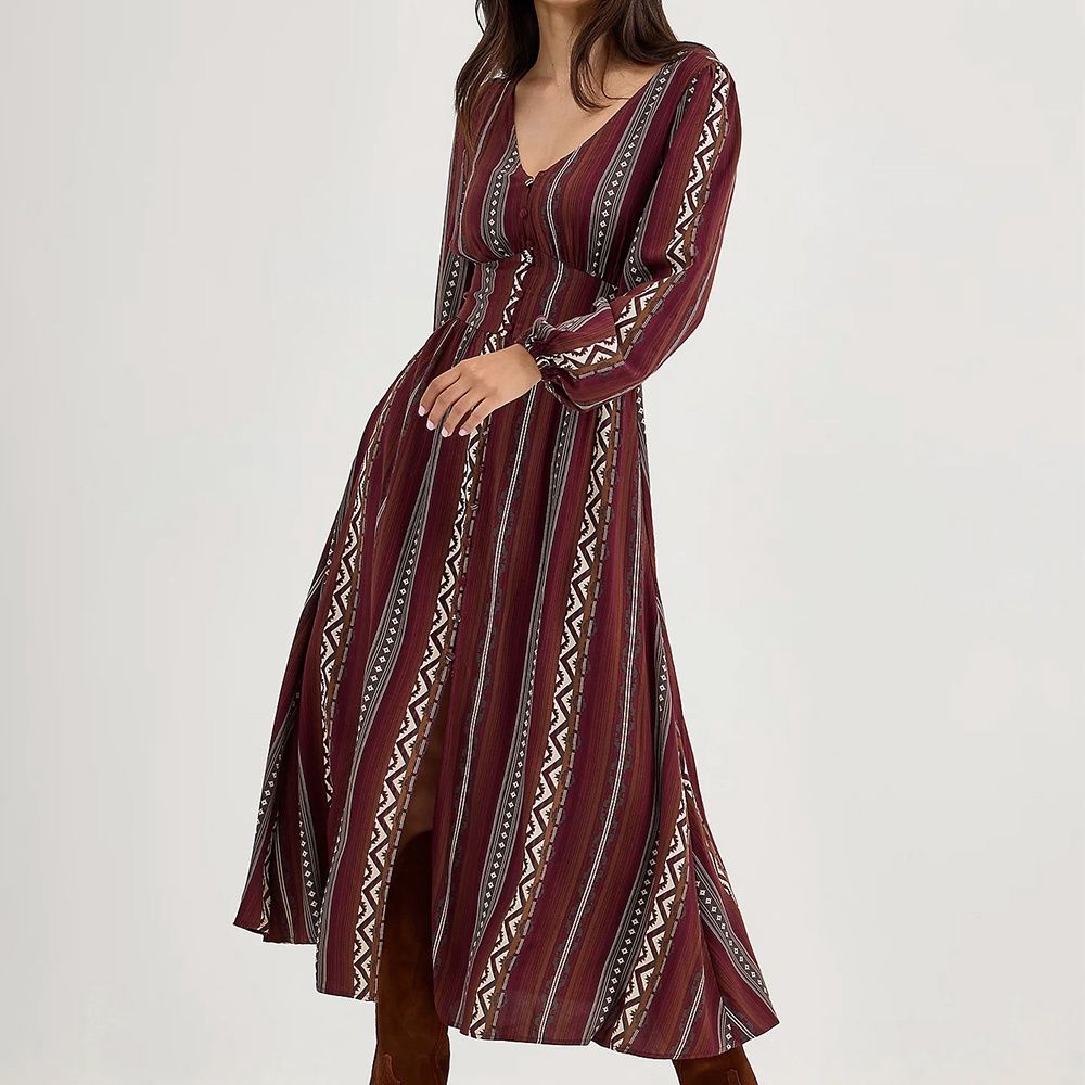 Wrangler Women’s Princess Waist Button Front Maxi Dress – Style# 112367389