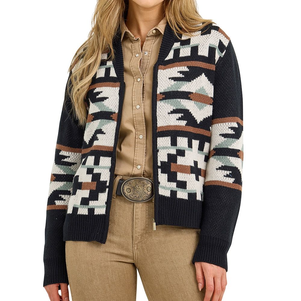 Wrangler Women’s Southwestern Full Zip Cardigan Sweater – Style# 112367596