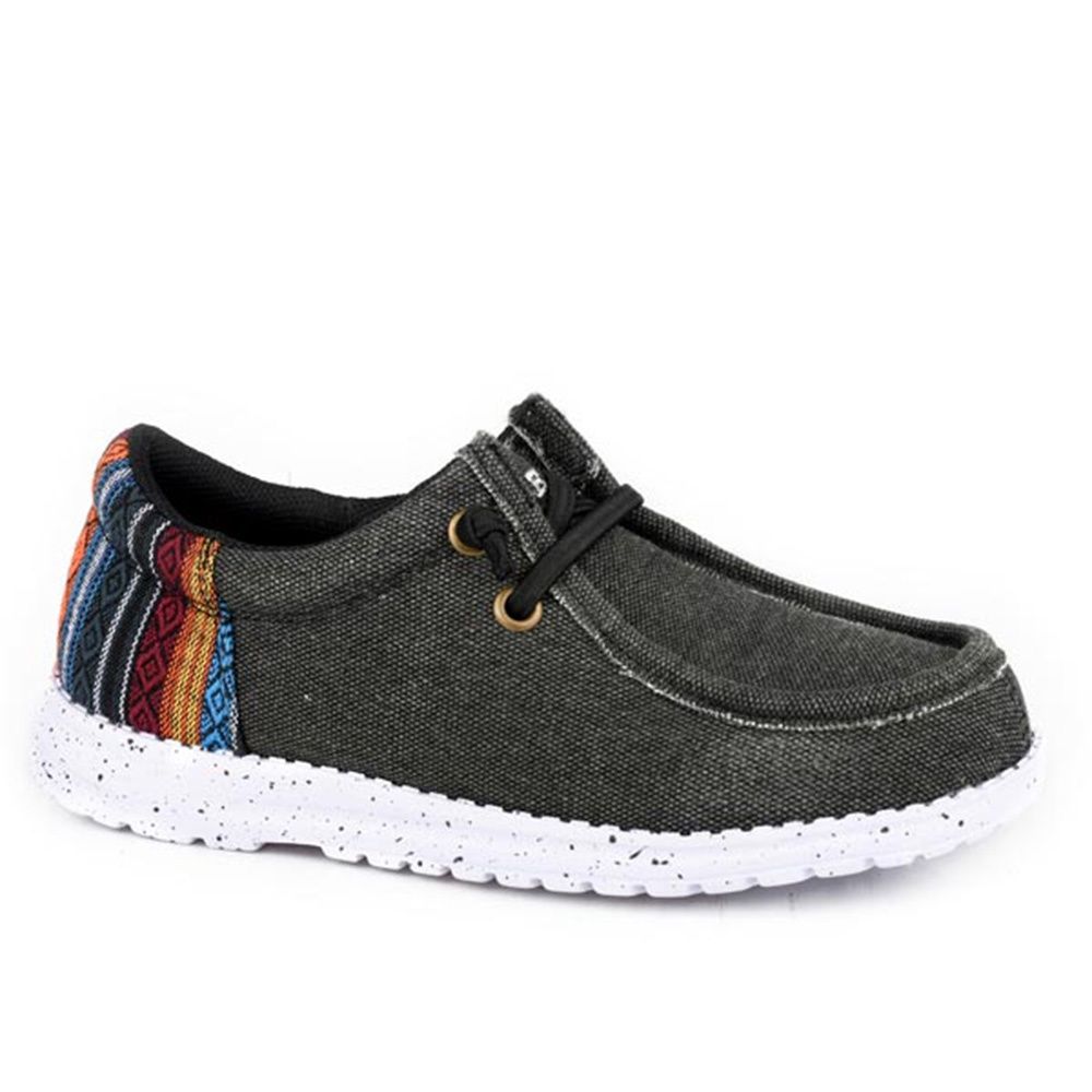 Roper Kid&#39;s Hang Loose Black Canvas Aztec Heel Chukka Shoe (09-18-191-3694)