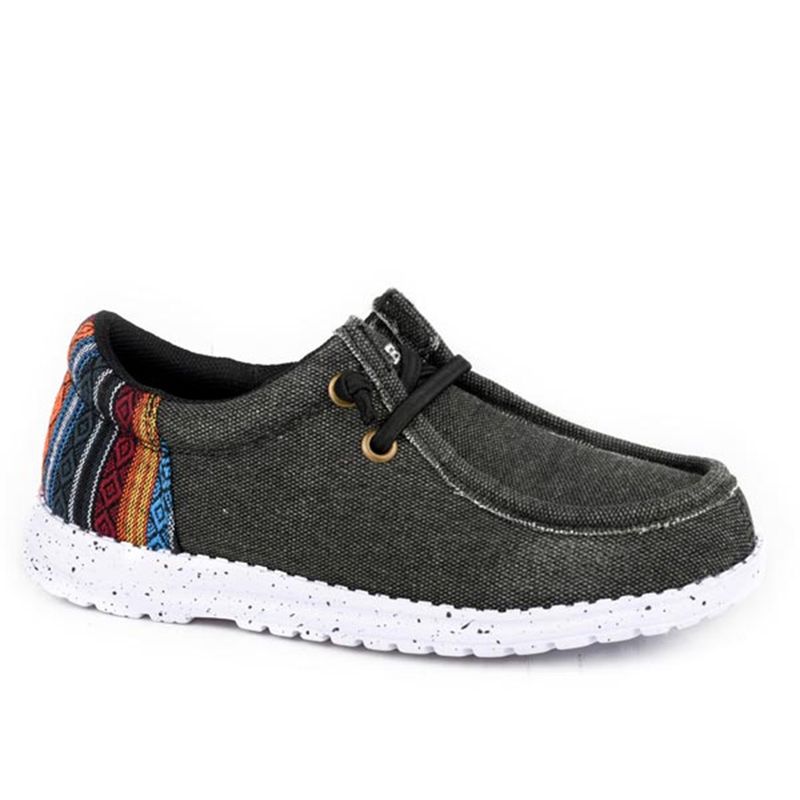 Roper Kid&#39;s Hang Loose Black Canvas Aztec Heel Chukka Shoe (09-18-191-3694)