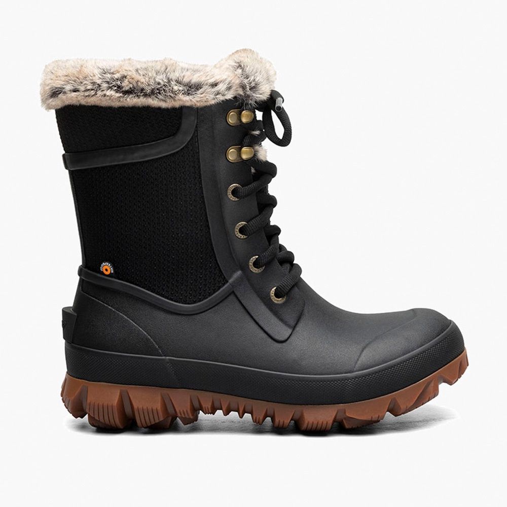Bogs Women&#39;s Arcata Trek Dots Black Winter Lined Boots - 73432