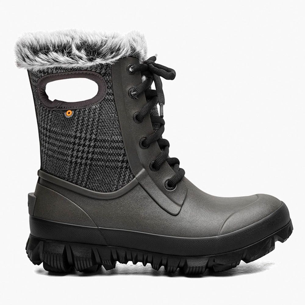Bogs Women&#39;s Arcata Plaid Cement Winter Lined Boots - 73435, Size: 6.0