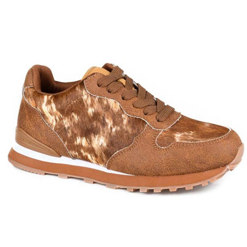 Roper Women’s Giddyup Wild Cognac Cow Print Hair on Hide Leather Jogger