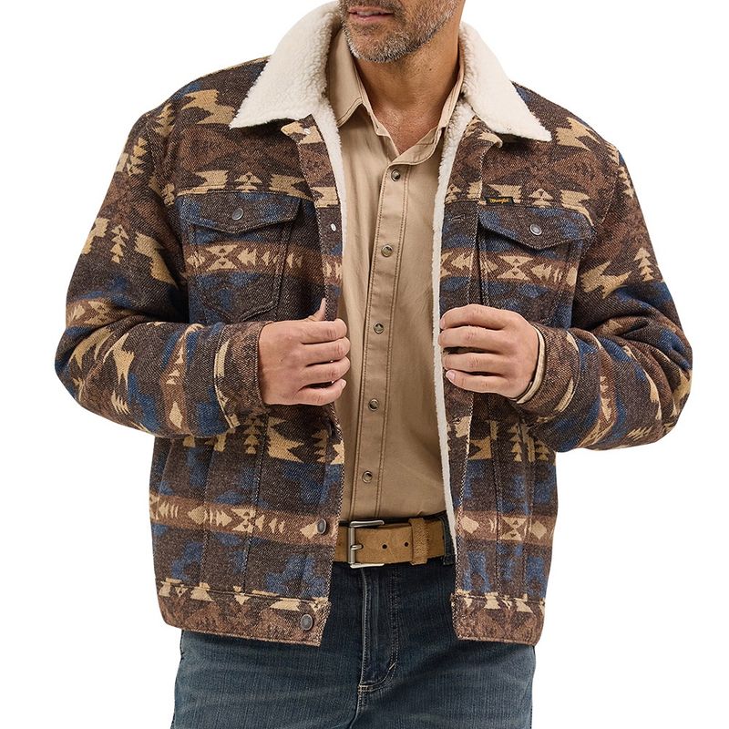 Wrangler Men’s Sherpa Lined Jacquard Print Jacket – Style# 112368213