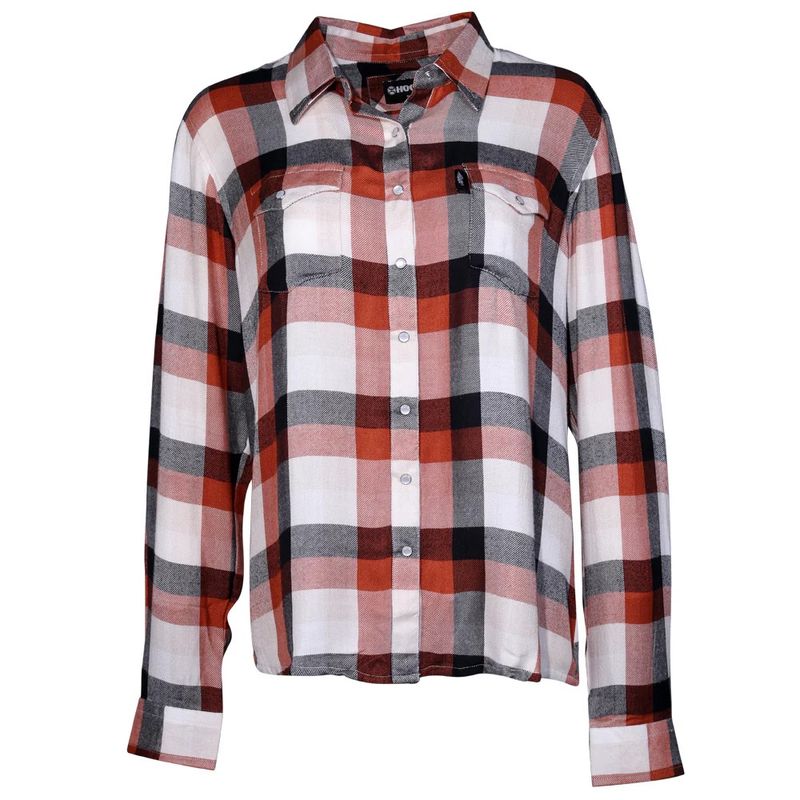 Hooey Women’s Orange, Navy &amp; Cream Flannel Shirt – Style# HF1001ORNV