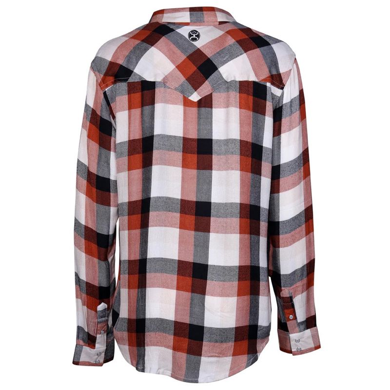 Hooey Women’s Orange, Navy &amp; Cream Flannel Shirt – Style# HF1001ORNV