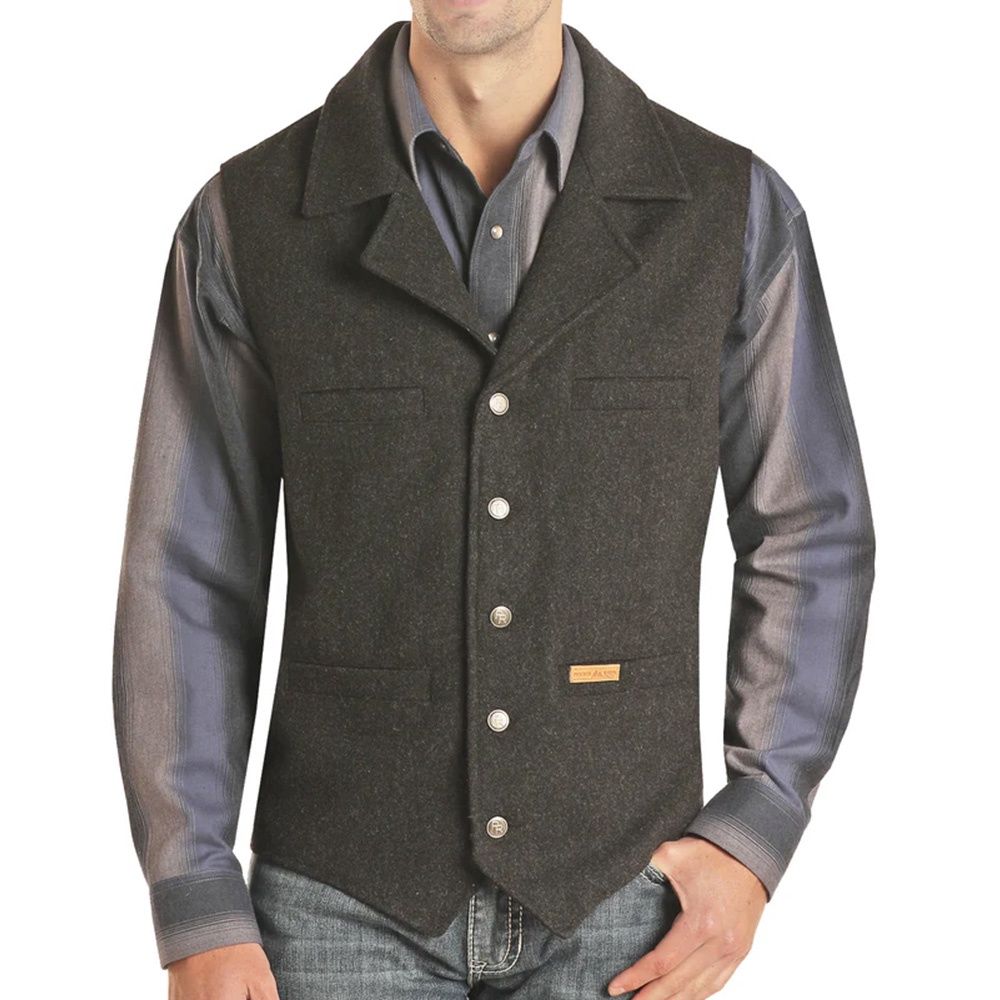 Panhandle Slim Men’s Montana Black Wool Vest – Style# 98_1176