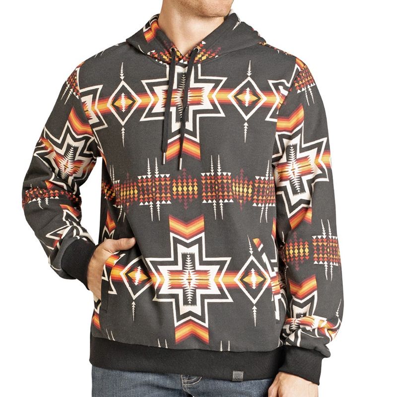 Rock &amp; Roll Denim Men’s Aztec Black Hoodie – Style# BM94T07298