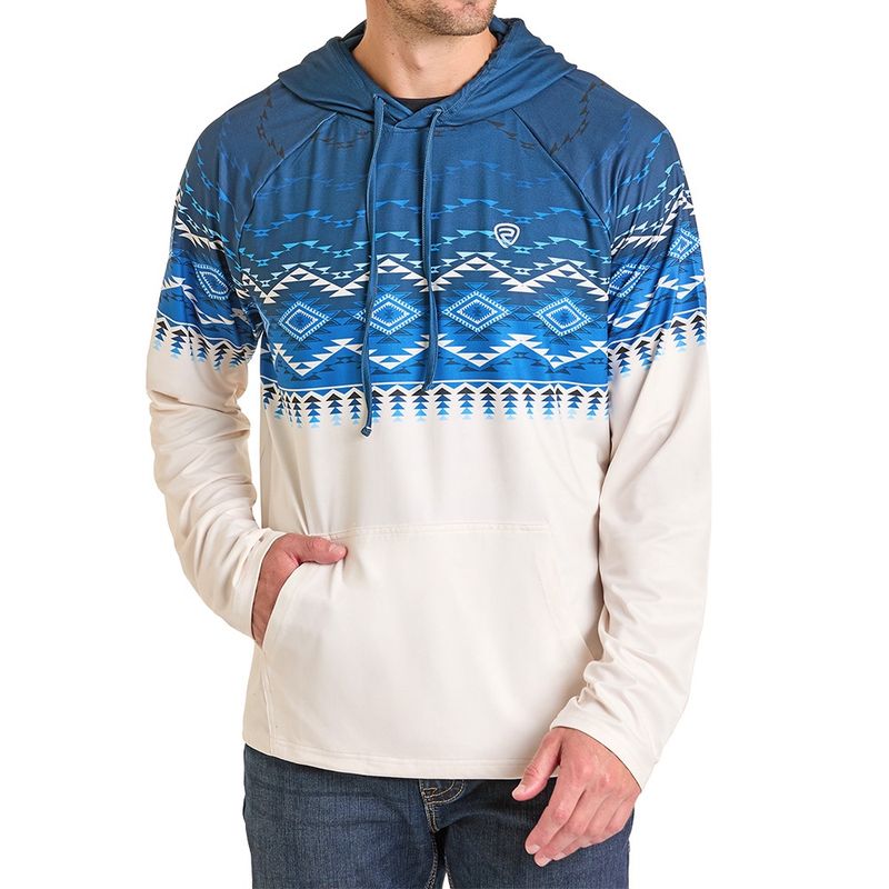 Rock &amp; Roll Denim Men’s Blue Border Performance Hoodie – Style# BM94T07290