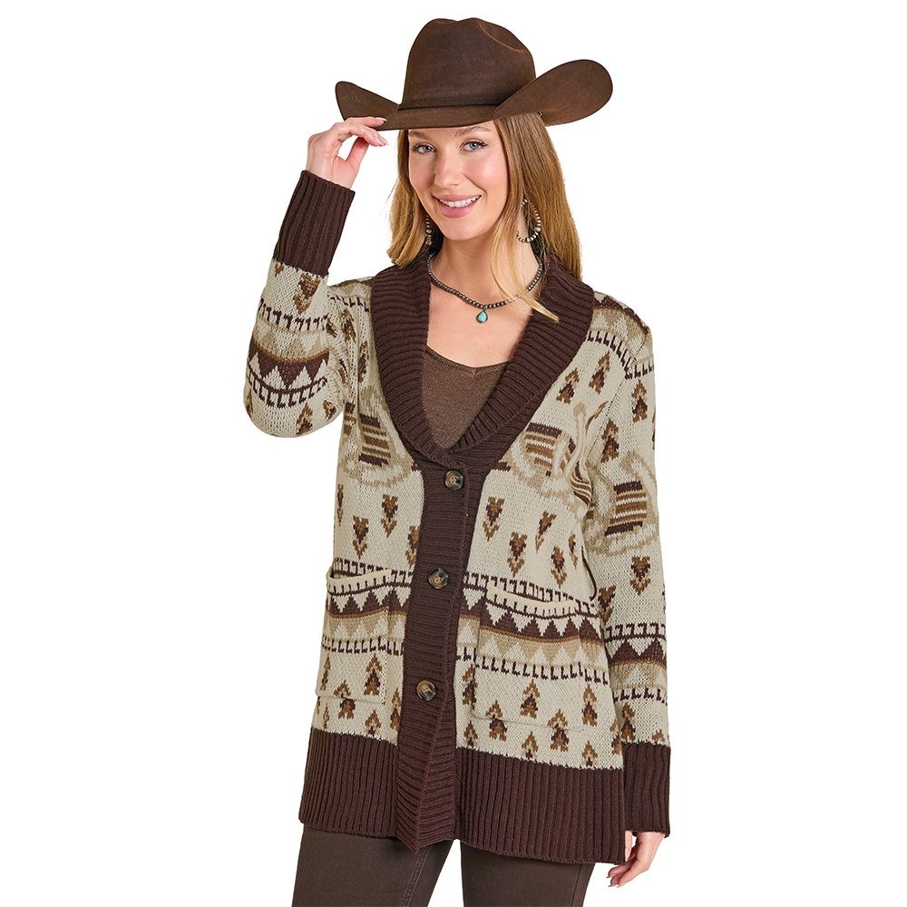 Panhandle Slim Women’s Taupe Aztec Sweater – DW95C06877