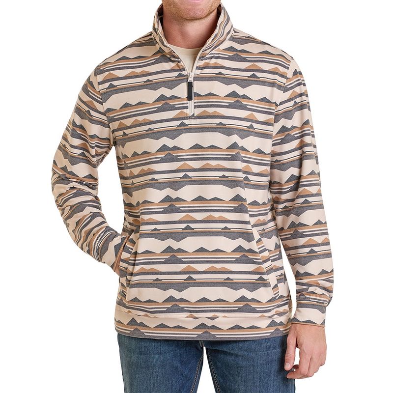 Rock &amp; Roll Denim Men’s Natural Abstract Printed Pullover – Style# BM91T07311