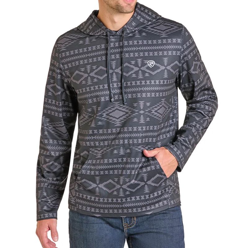 Rock &amp; Roll Denim Men’s Black Aztec Performance Hoodie – Style# BM94T07294