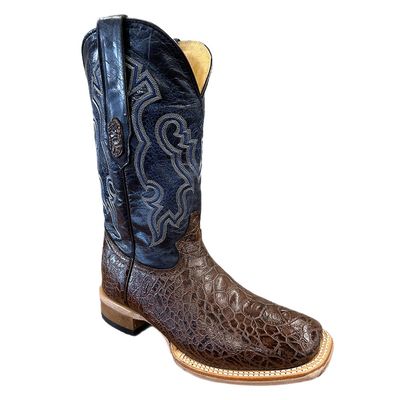 Cowtown Men's Sea Turtle Brown Print Full Leather Boots - Q6044