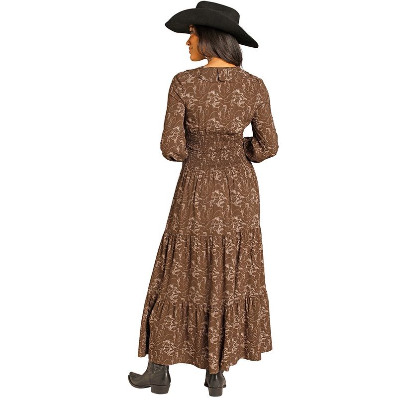 Rock &amp; Roll Denim Women’s Tiered Brown Maxi Dress – Style# BWD2R07782