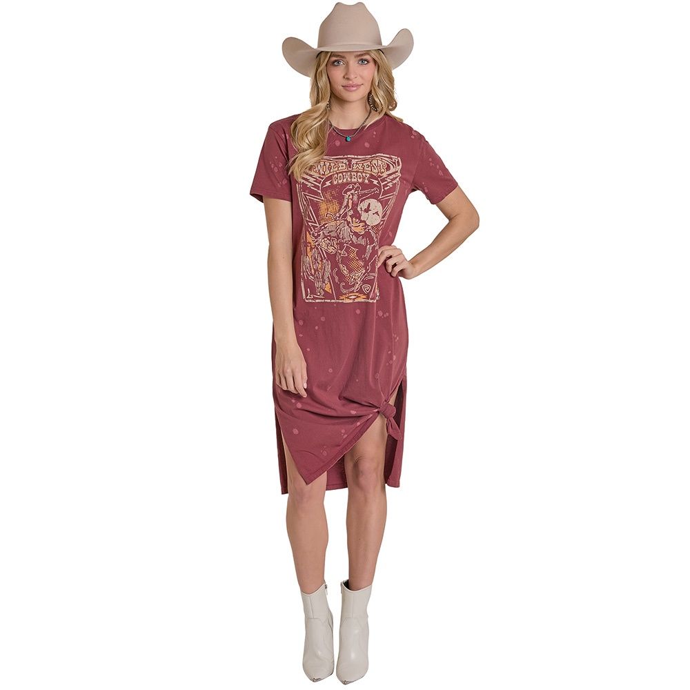 Rock &amp; Roll Denim Women’s Midi Graphic T-Shirt Dress – Style# BWD1R07960