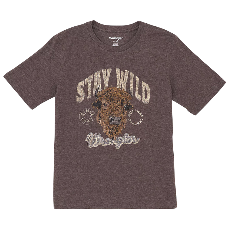 Wrangler Boy’s Mole Heather Logo Front Graphic T-Shirt – Style# 112365729
