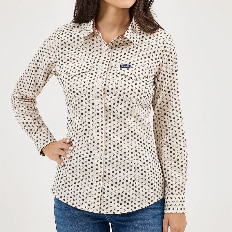 Wrangler Women’s All Occasion Mosaic Western Snap Shirt – Style# 112371899