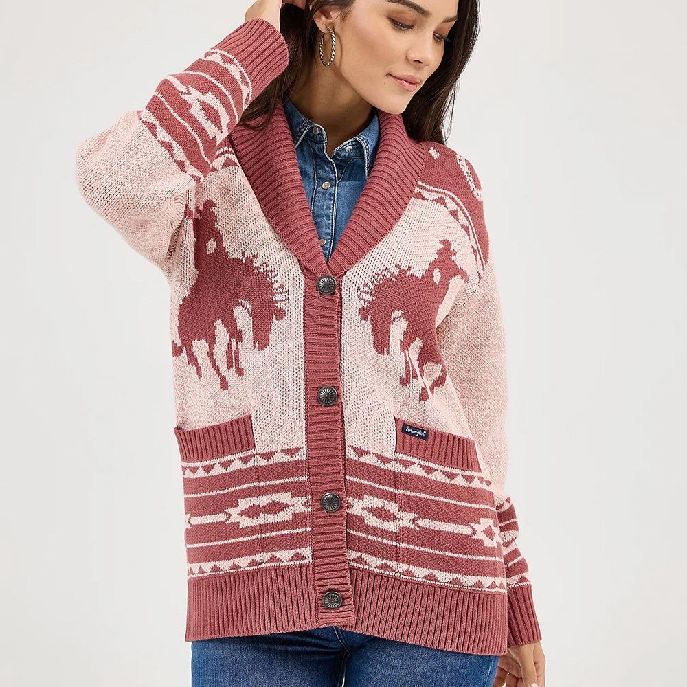 Wrangler Women’s Retro Pink Western Cardigan – Style# 112371638