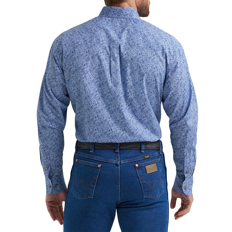 Wrangler Men’s Classic Long Sleeve Relaxed Fit Shirt – Slate Blue