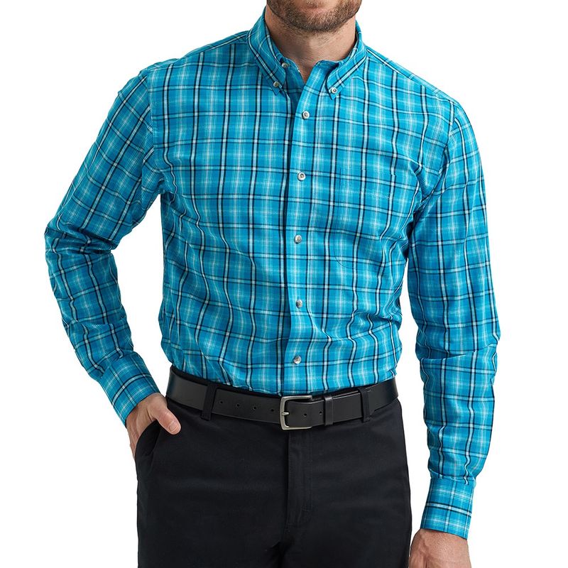 Wrangler Men’s Riata Long Sleeve Classic Dress Shirt – Blue