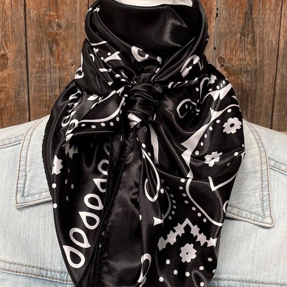 Rodeo Drive 35" x 35" Black &amp; White Paisley Wild Rag/Scarf