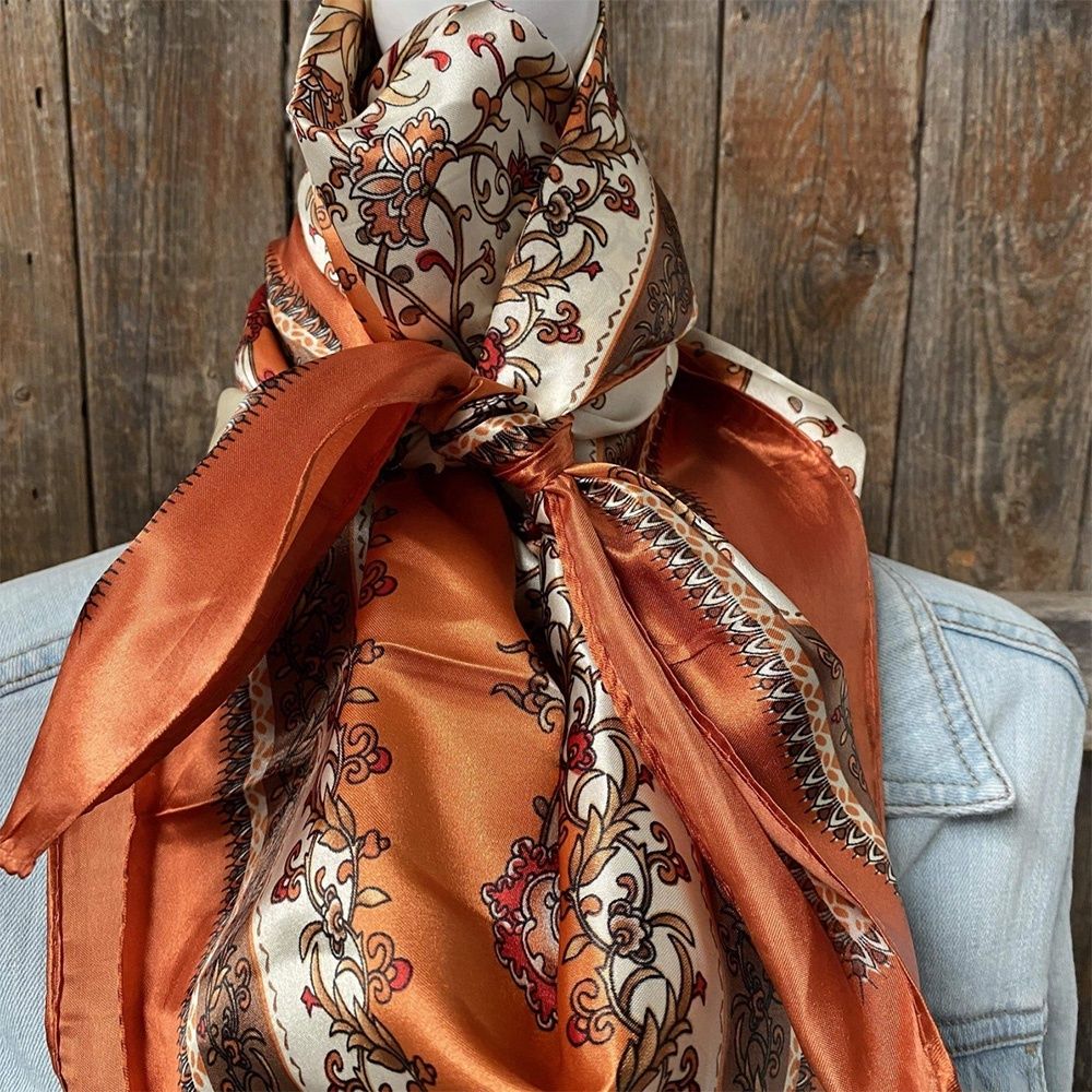 Rodeo Drive 35&quot; x 35&quot; Burnt Orange &amp; Tan Wild Rag/Scarf