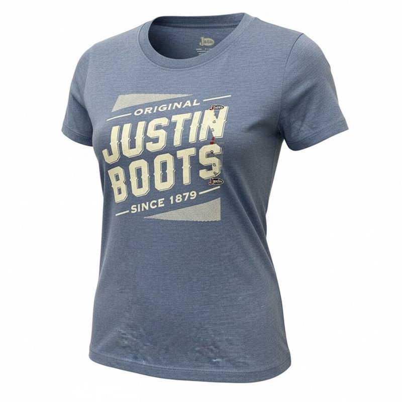 Justin Ladies Wild West T-Shirt – Blue
