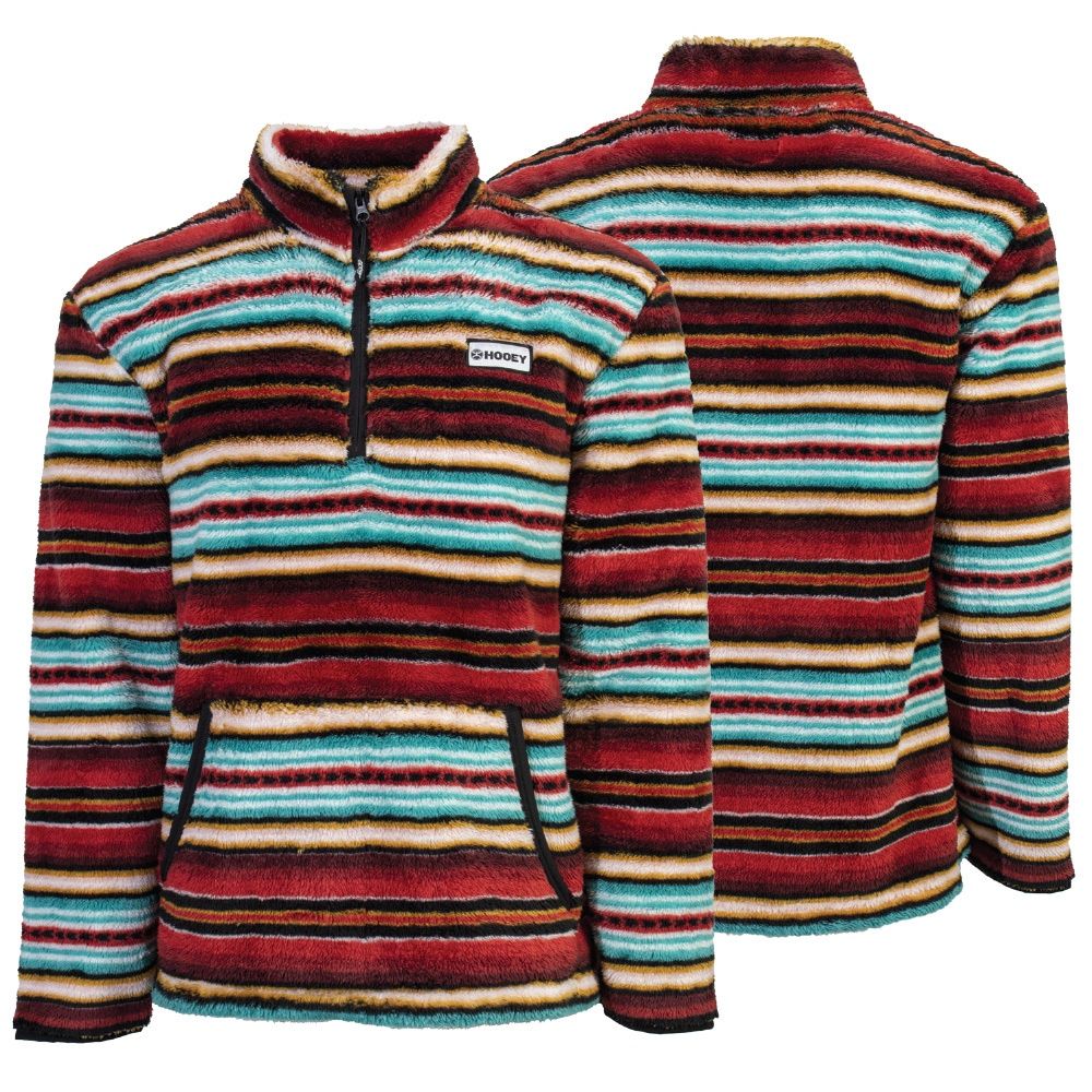Hooey Girls Red/Cream Fleece Pullover W/Serape Pattern HFP006RDSP-Y, Size: X-Small