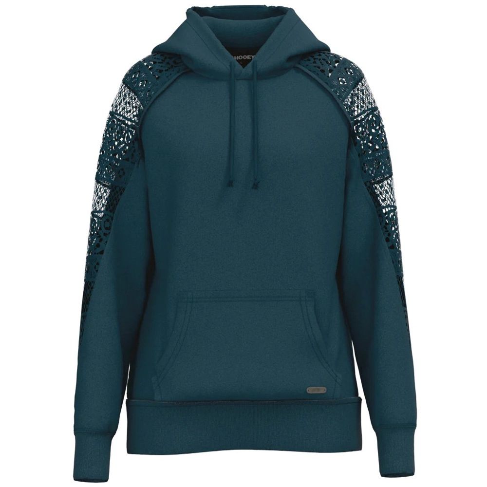 Hooey Ladies Chaparral Teal W/Crochet Mesh Hoody HH1245TL, Size: Small