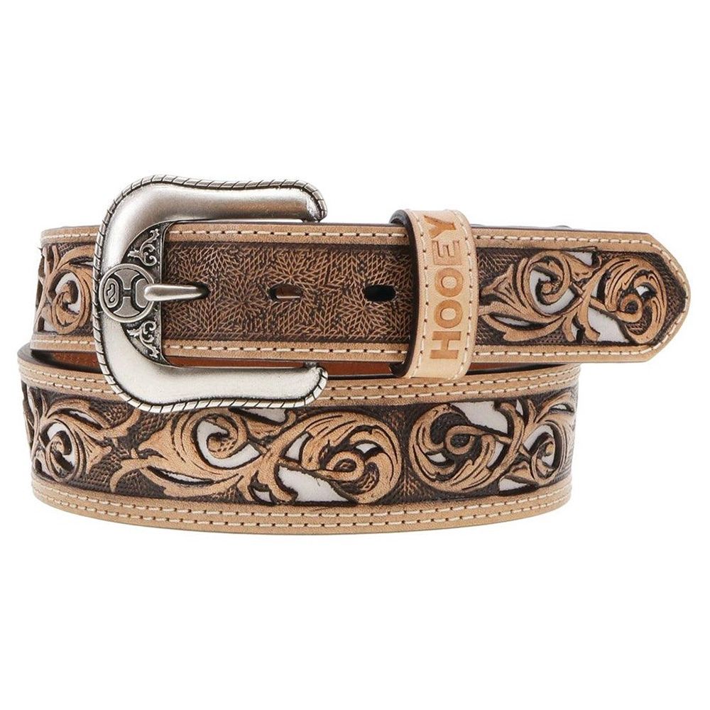 Hooey Top Notch Hand Tooled Belt Natural/Ivory HMBLT001, Size: 32