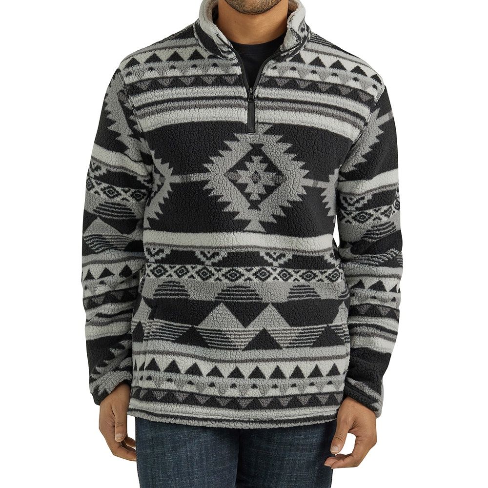 Wrangler Men's Heavyweight Quarter Zip Sherpa Pullover Aged Slate, Size: Small