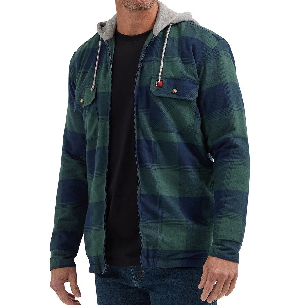 Wrangler Men's Riggs Workwear Flannel Work Jacket Green Plaid, Size: Small