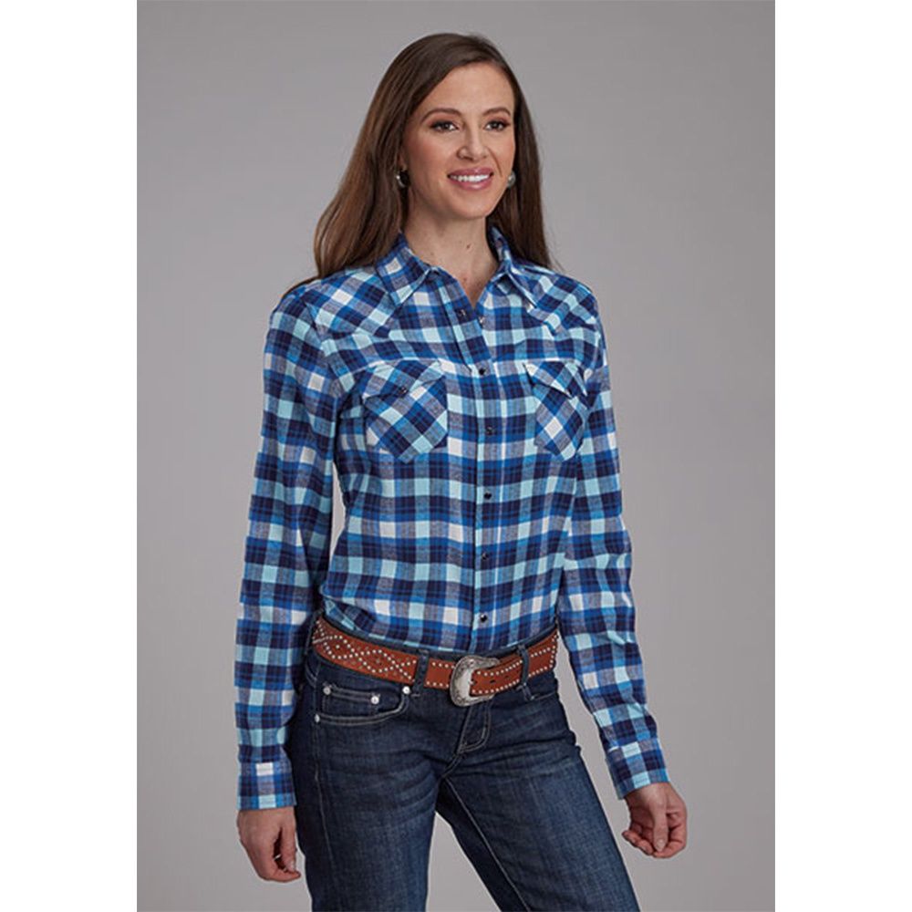 Roper Women's Flannel Blue Shirt, Size: Small
