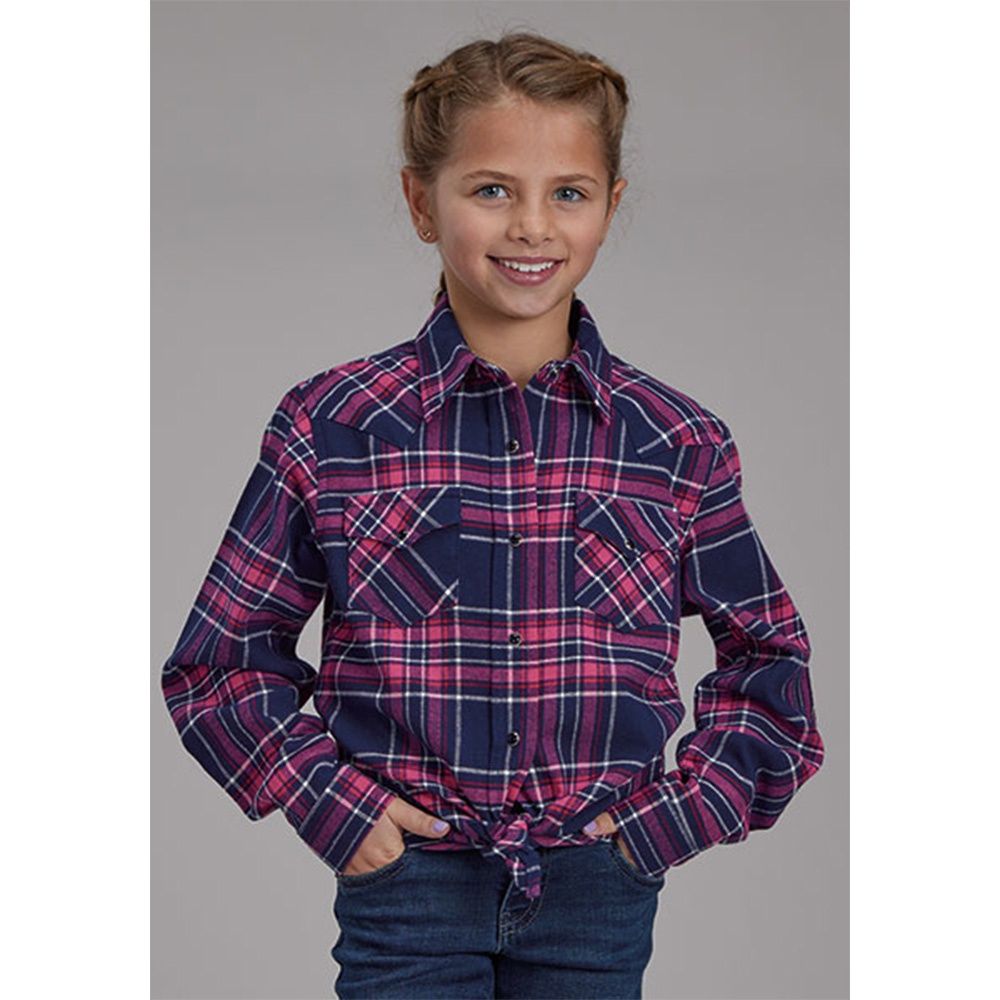 Roper Girl's Flannel Purple Shirt, Size: Small