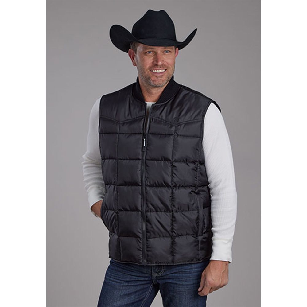 Roper Men's Black Poly Vest 0600, Size: Medium