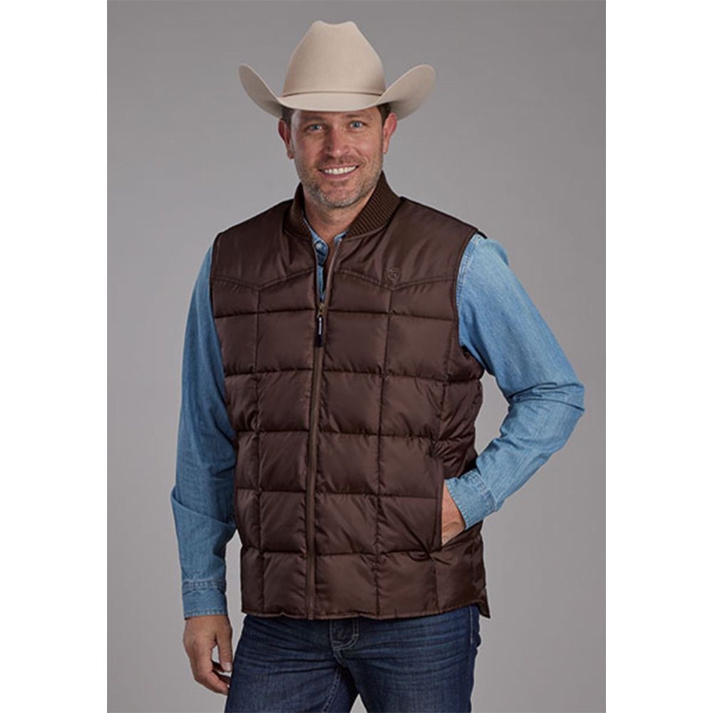 Roper Men's Brown Poly Vest 0602, Size: Medium