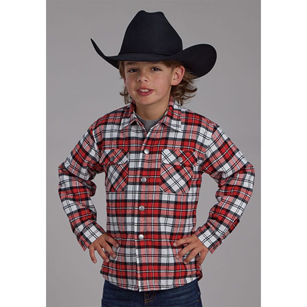 Roper Boy's Red Sherpa Flannel Shirt Jacket, Size: Small