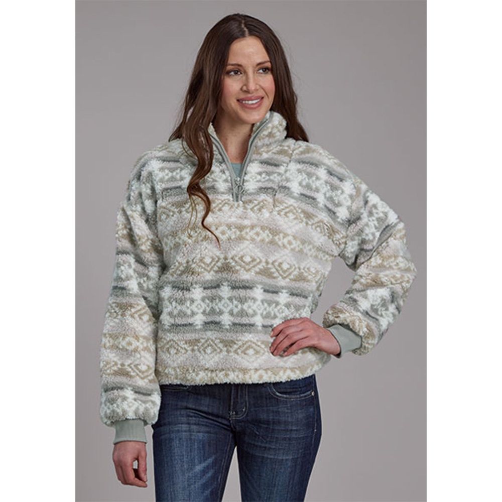 Roper Women's Cropped Grey Polar Fleece Pullover, Size: Small