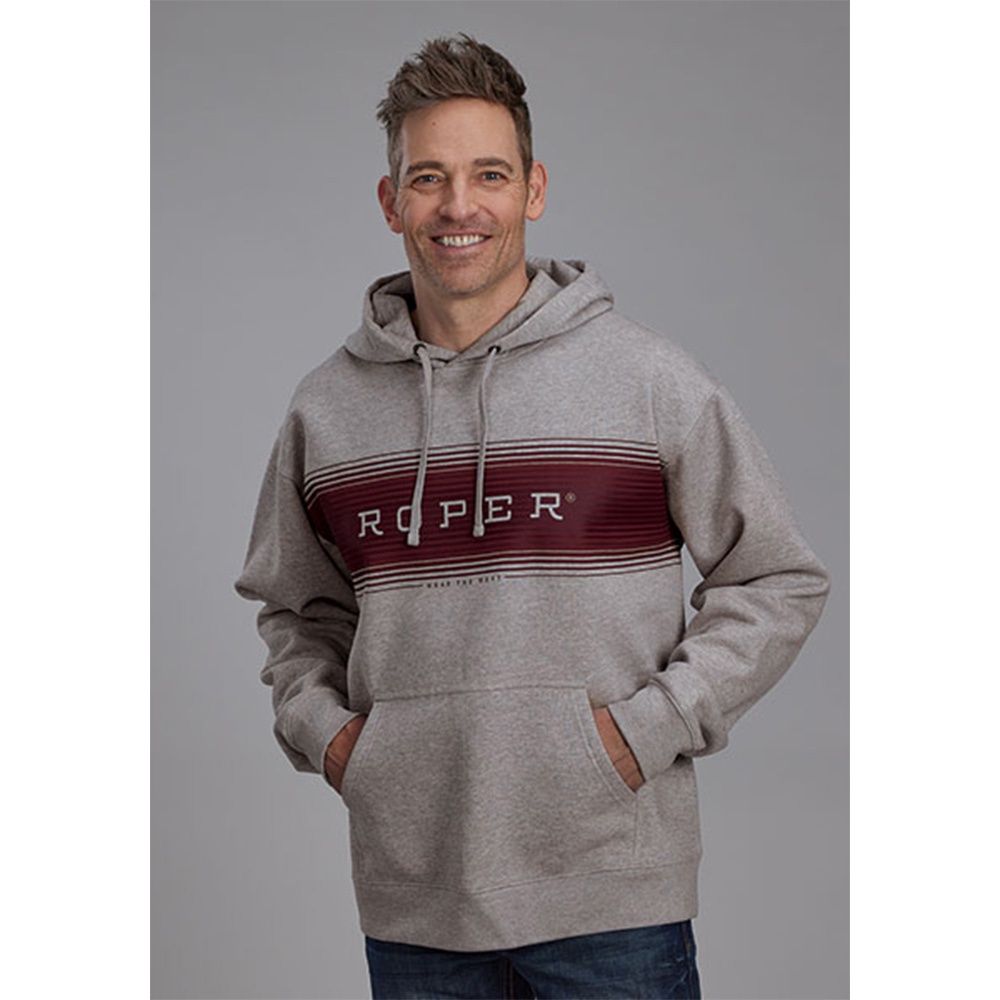 Roper Men's Cotton/Poly Heather Grey Hoodie Sweatshirt, Size: Medium