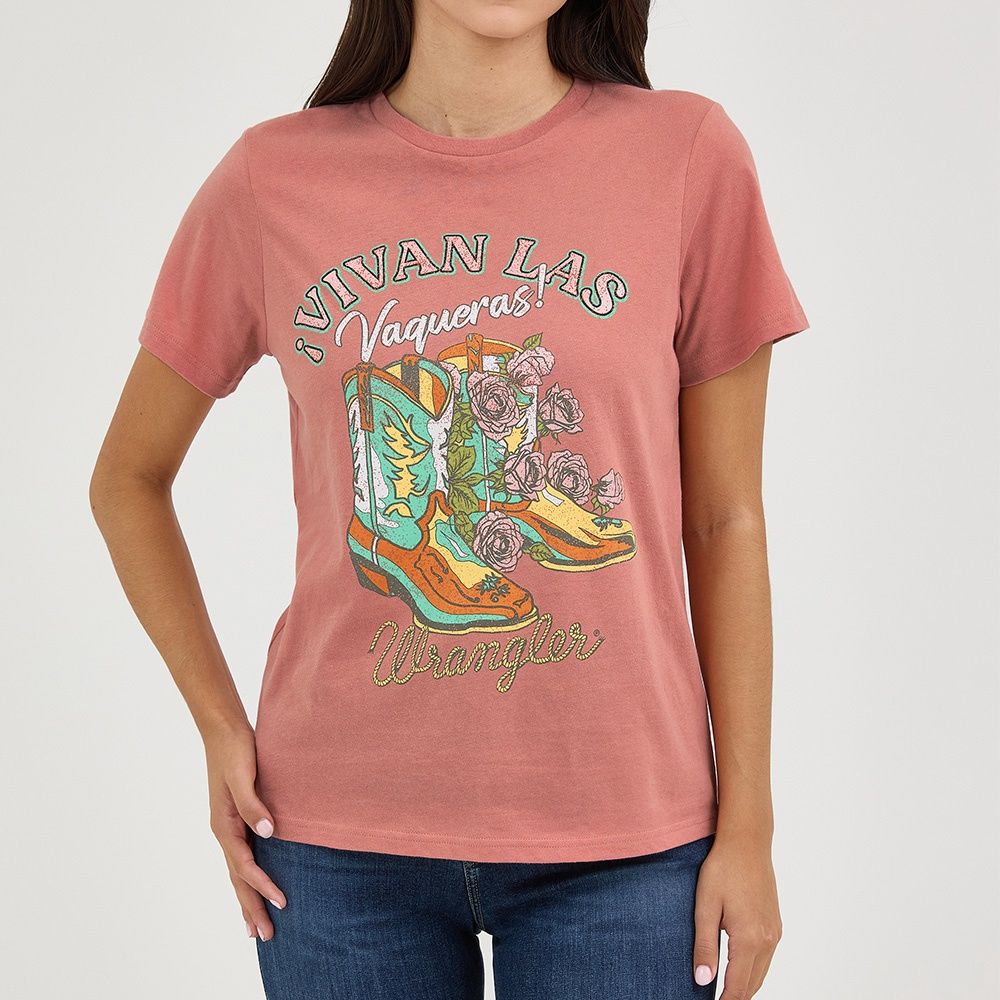 Wrangler Women's Cameo Brown Vivan Las Vaqueras T-Shirt, Size: X-Small