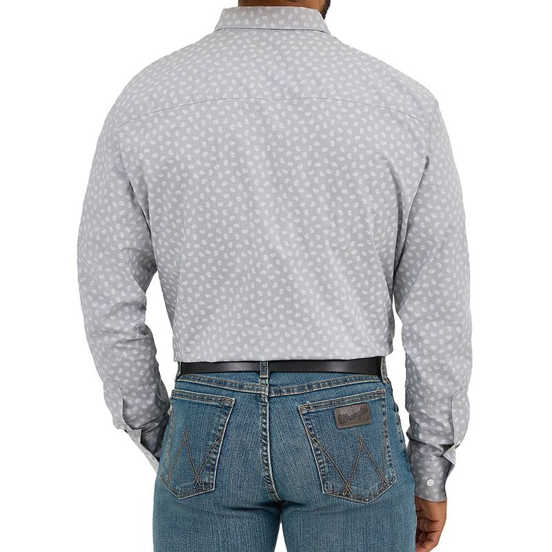 Wrangler Men's Cody Johnson Slate Paisley One Pocket Button Down Shirt