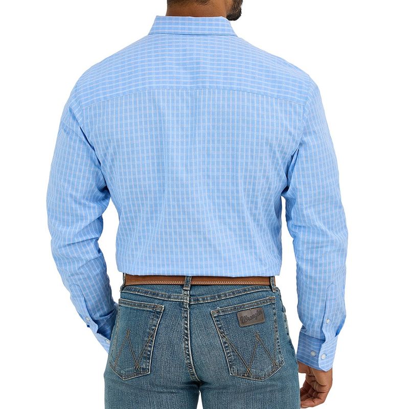 Wrangler Men's Cody Johnson Bluebell Check One Pocket Button Down Shirt