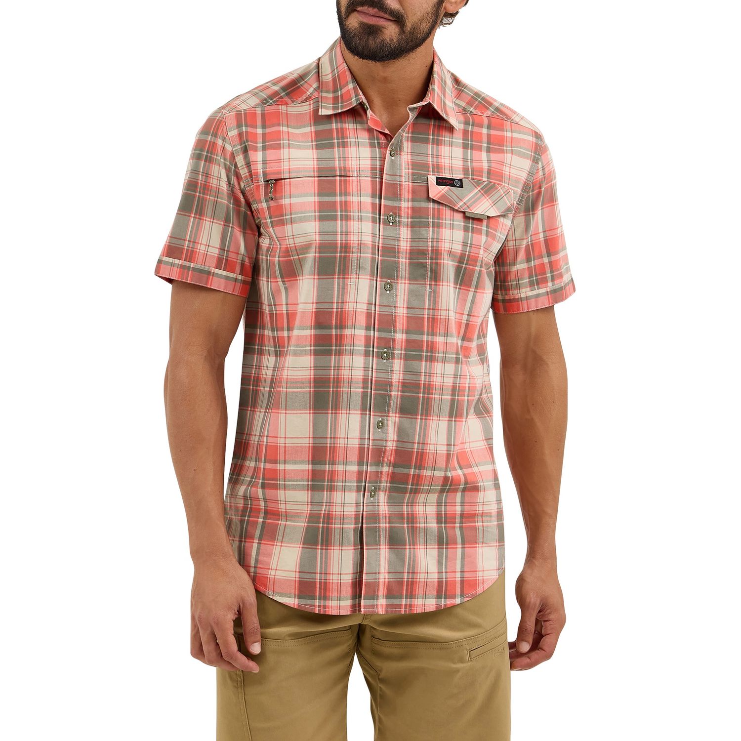 Wrangler Men's ATG Cedar Zip Pocket Plaid Shirt, Size: XXX-Large